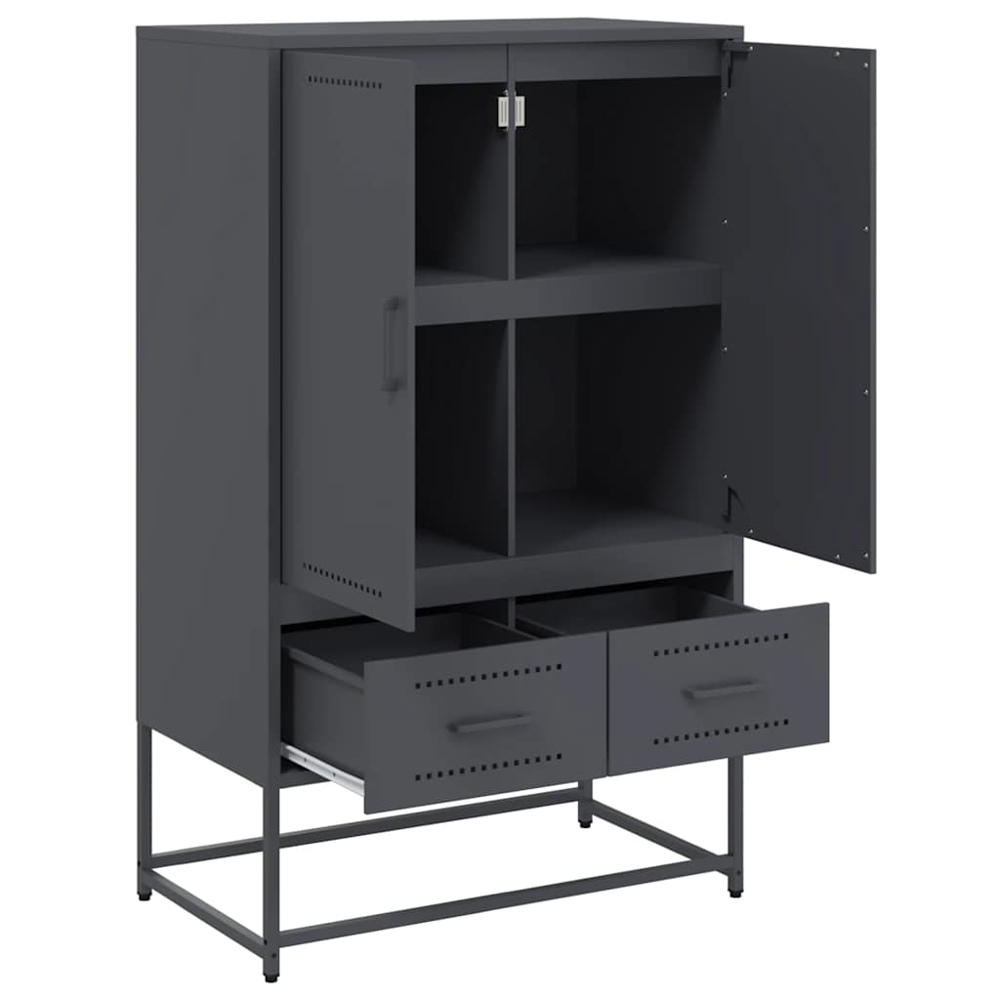 vidaXL 2 Door 2 Drawer Anthracite Cold-Rolled Steel Highboard Image 3