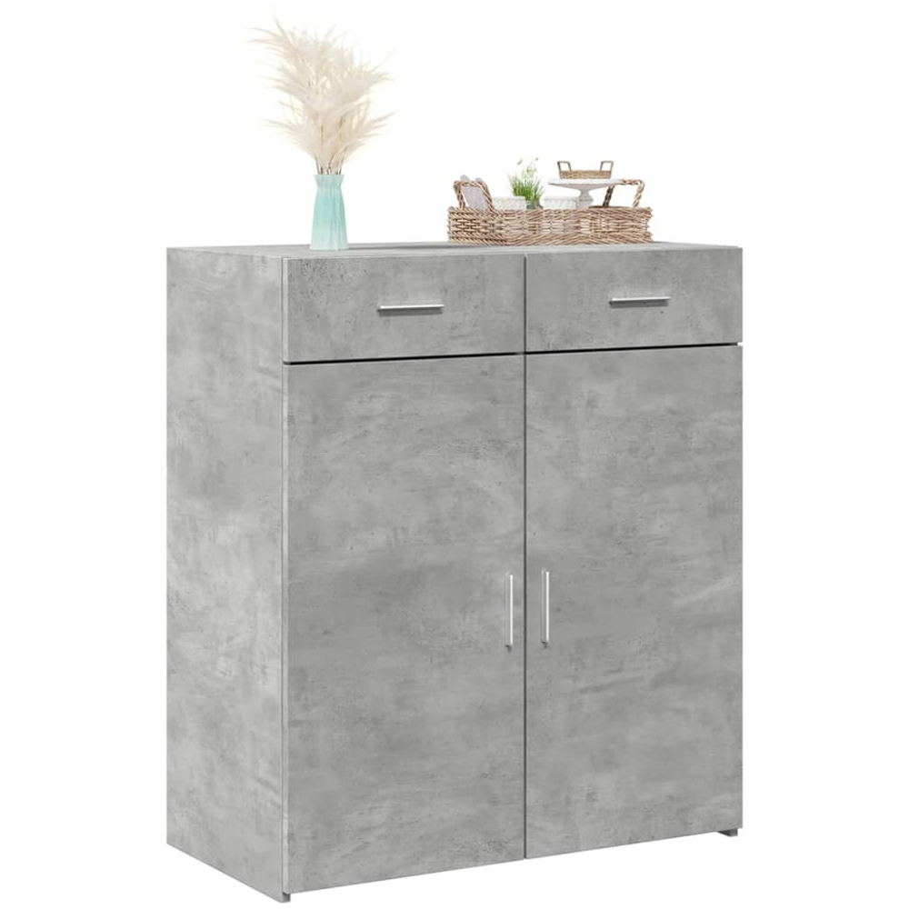 vidaXL 2 Door 2 Drawer Concrete Grey Wooden Sideboard Image 8
