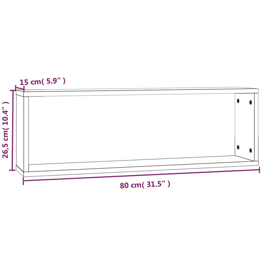vidaXL 80 x 15 x 26.5cm Smoked Oak Wooden Wall Shelf 2 Pack Image 8