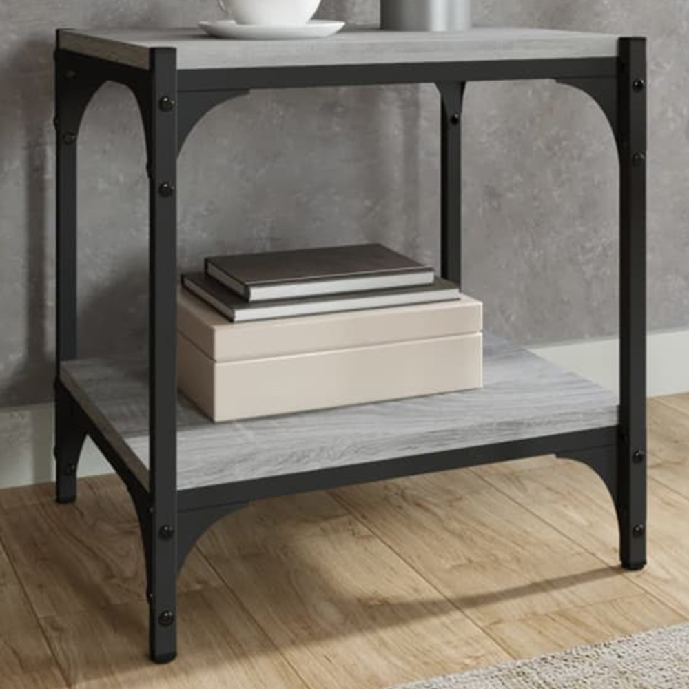 vidaXL Single Shelf Grey Sonoma Wood and Steel TV Cabinet Image 1