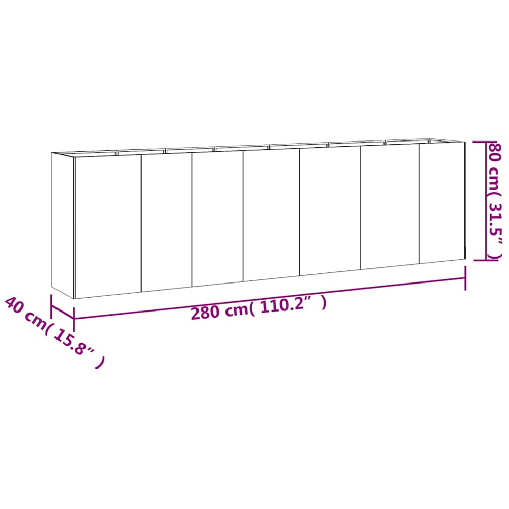 vidaXL Brown Corten Steel Raised Garden Bed 80 x 40 x 280cm Image 8