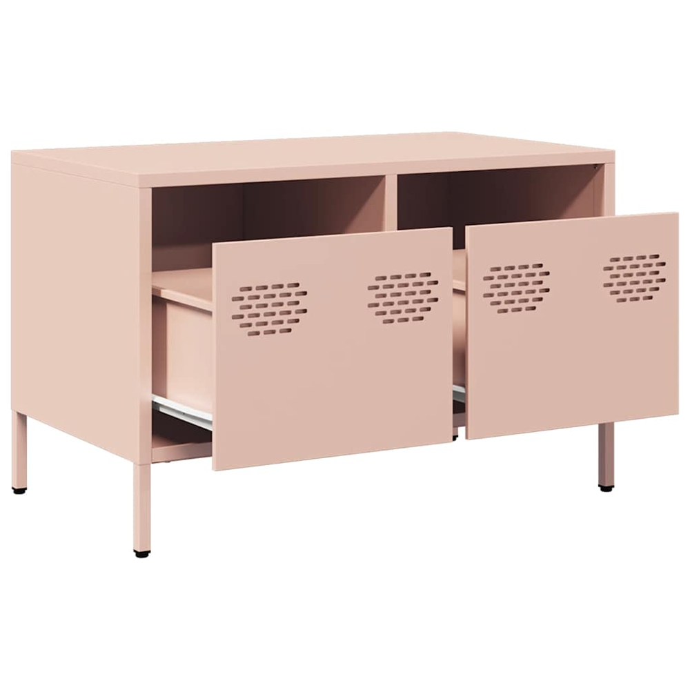 vidaXL 2 Drawer Pink Steel Industrial Style TV Cabinet Image 3