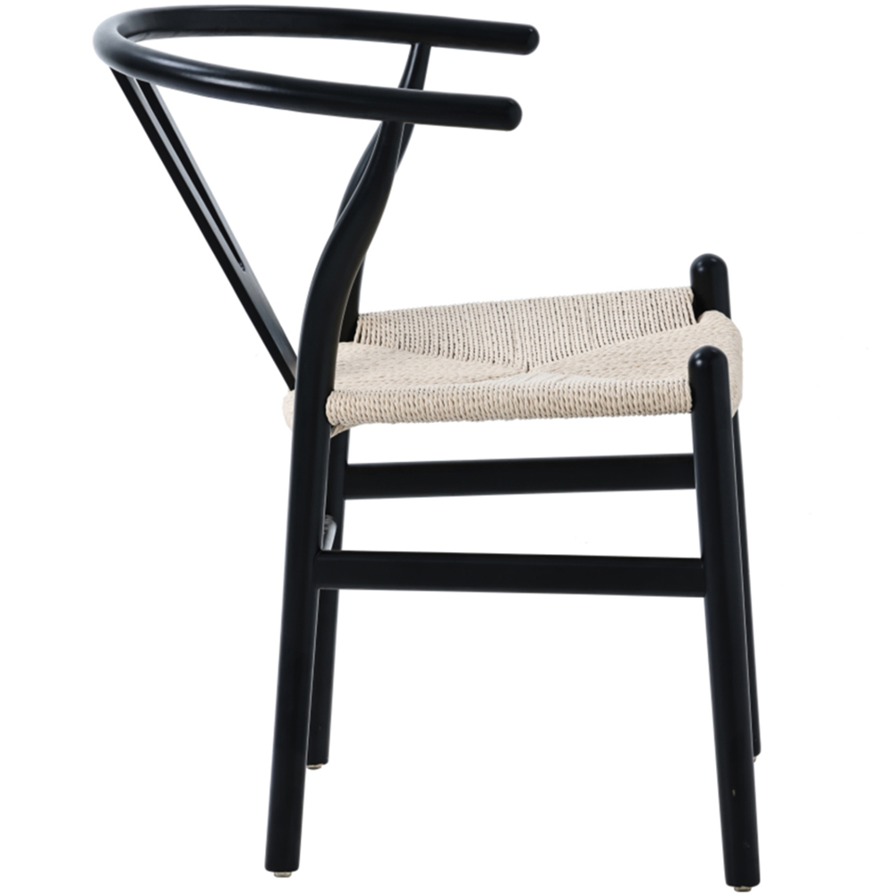 Furniture One Set of 2 Black Rattan Ash Solid Wood Y-Shaped Dining Chair Image 5