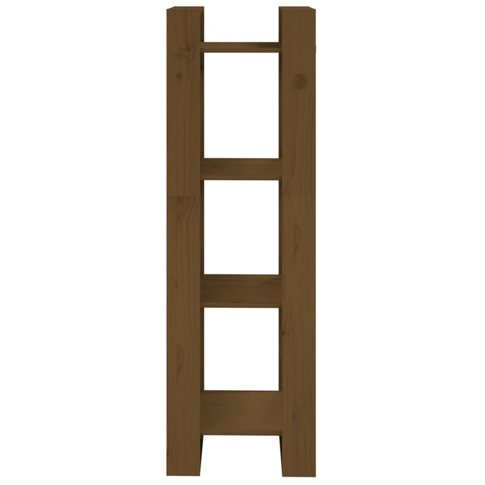 vidaXL 3 Shelf Honey Brown Solid Wood Bookcase Image 3