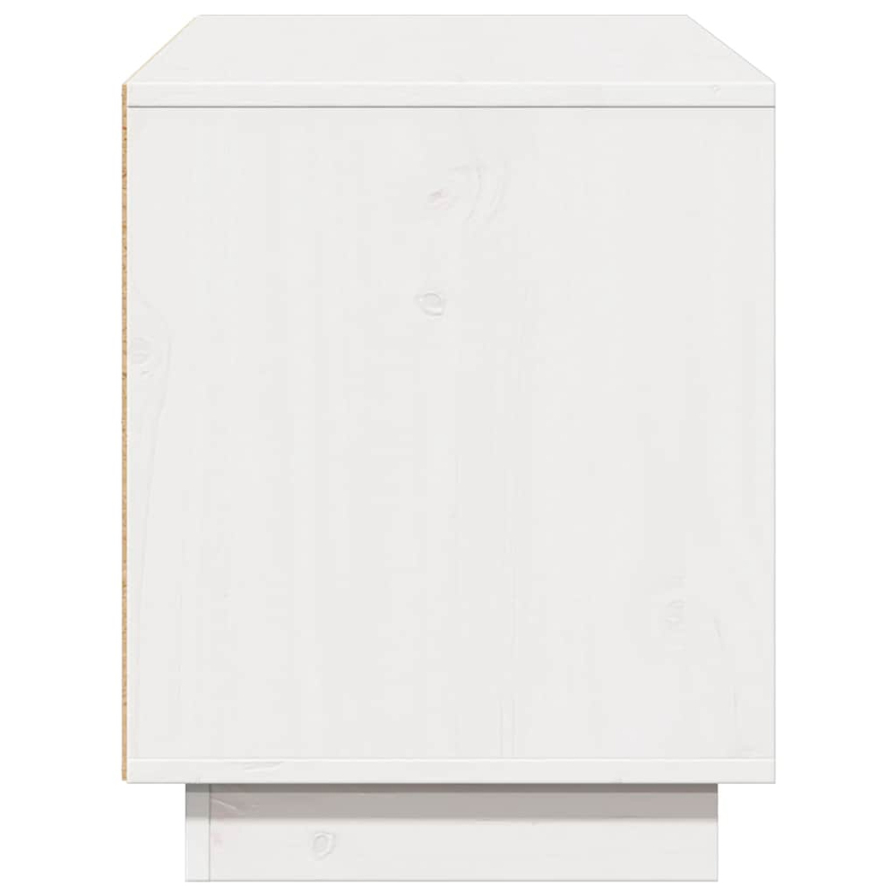 vidaXL 2 Door Single Shelf White Solid Pine Wood TV Cabinet Image 5
