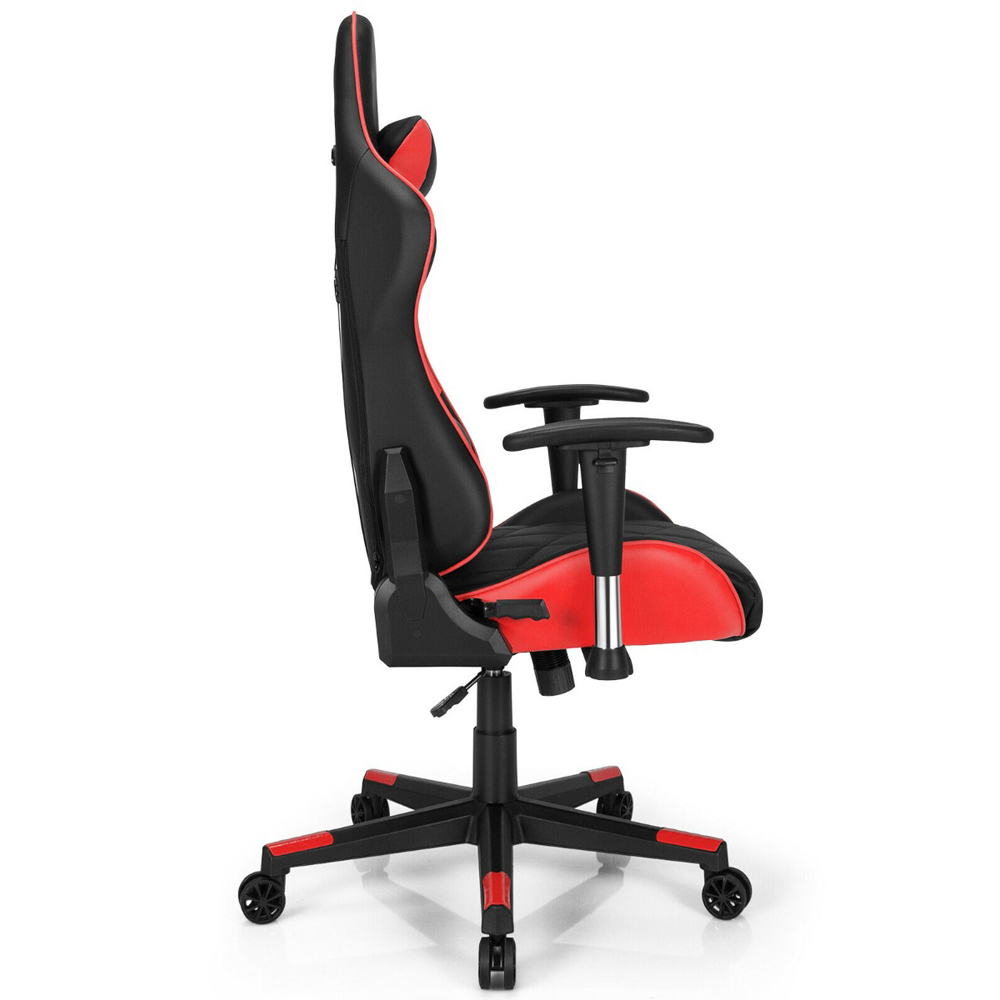 Costway Red and Black High Back Swivel Gaming Chair with Headrest and Lumbar Pillow Image 4