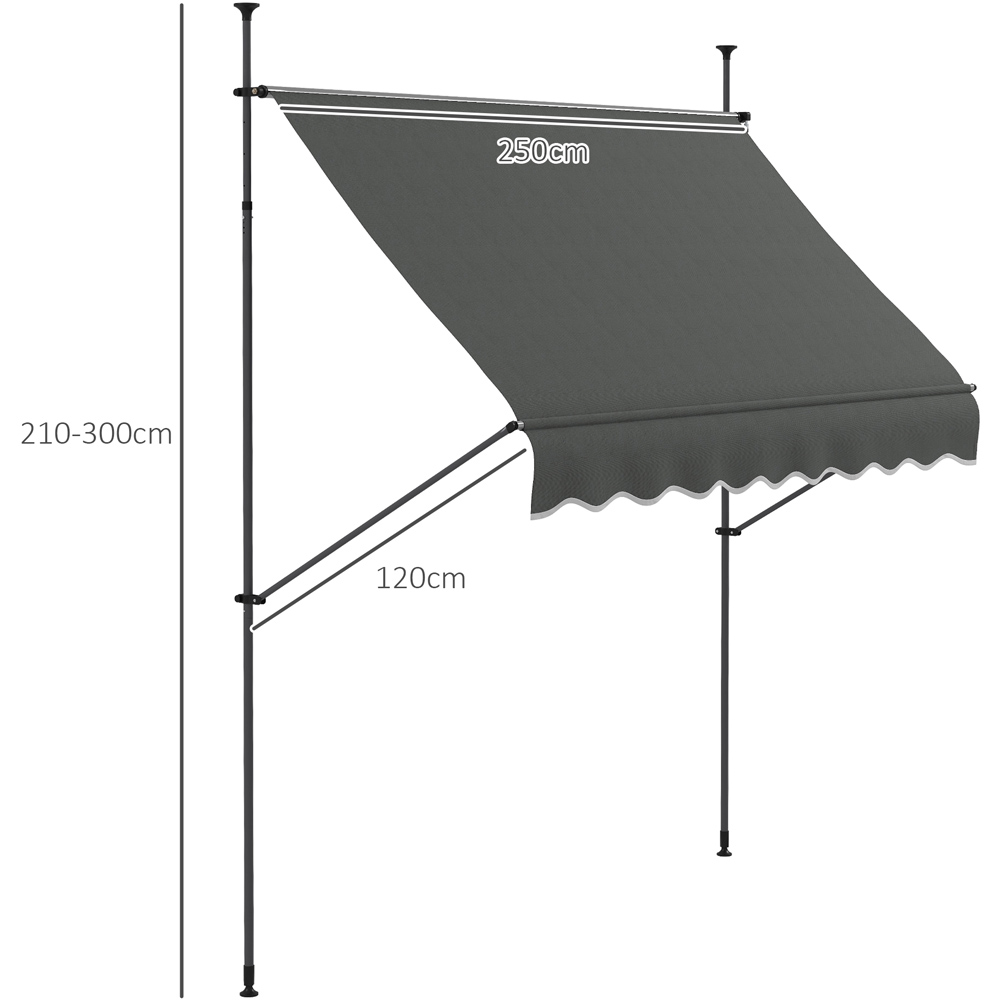 Outsunny Dark Grey Retractable Awning 2.5 x 1.2m Image 8