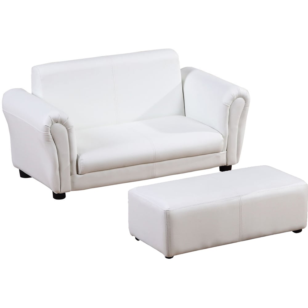 Tommy Toys 2 Seater White Kids Sofa and Footstool Image 2