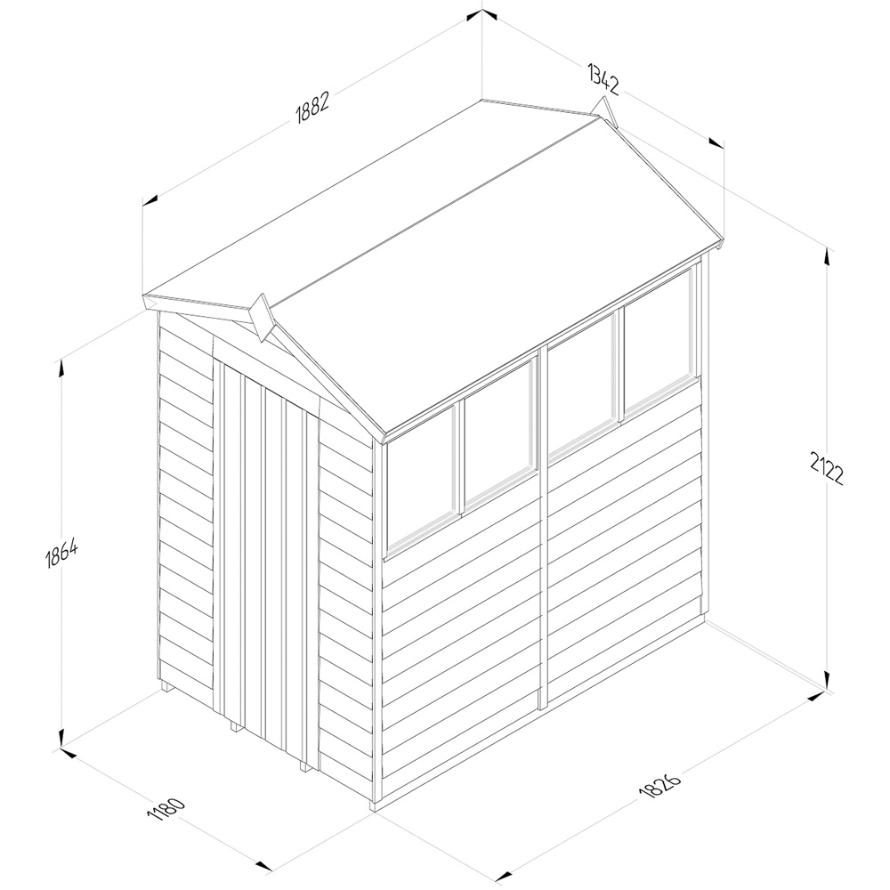 Forest Garden 4LIFE 4 x 6ft Single Door 4 Windows Apex Shed Image 9