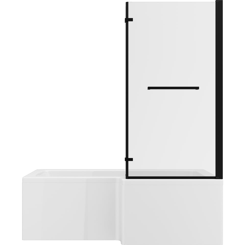 Bathstore Nazare Matt Black Right Hand L-Shape Shower Bath Set 1700 x 850mm Image 3