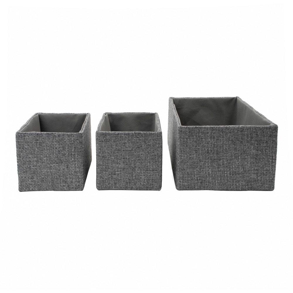 JVL Chroma Grey Rectangular Storage Basket 3 Pack Image 4