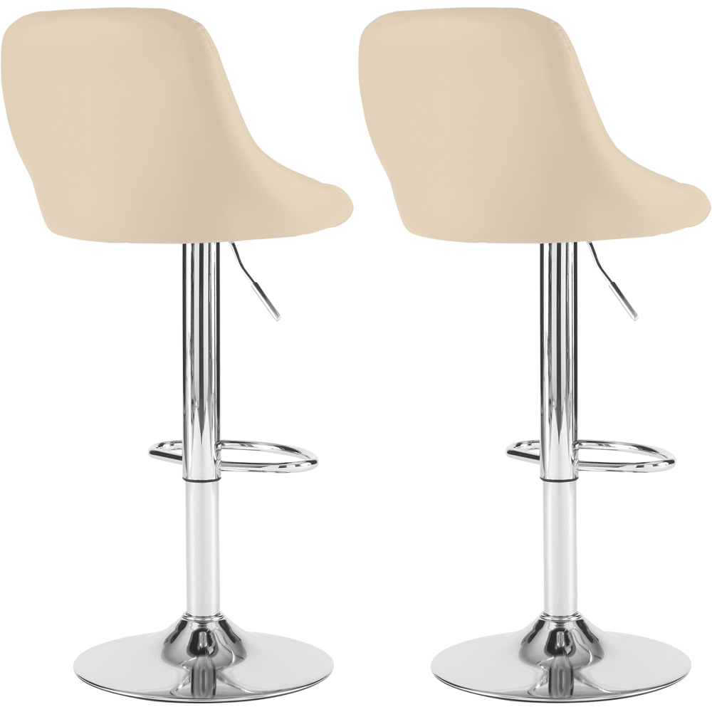 Neo Cream Leather Bar Stool Set of 2 Image 4