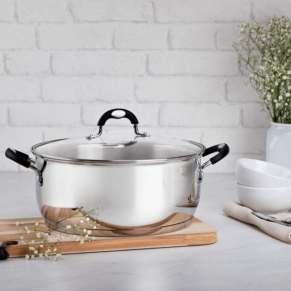 Tramontina 30cm Stainless Steel Shallow Stock Pot Image 2