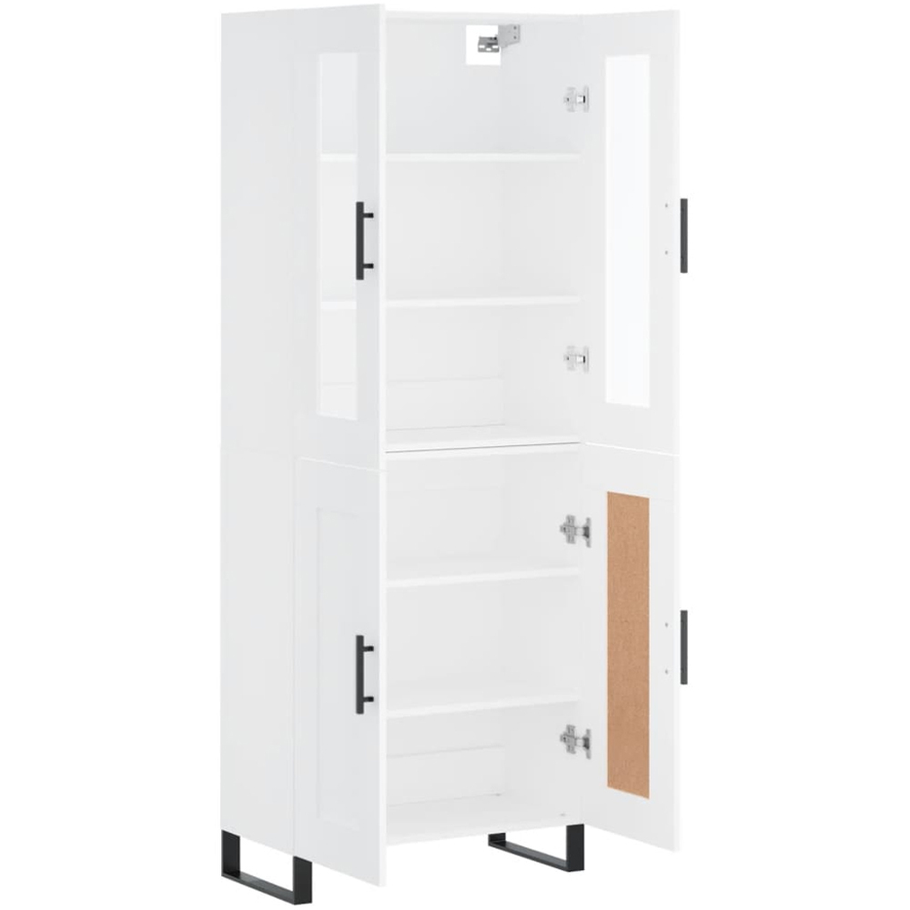 vidaXL 4 Glass and Wood Door 6 Shelf White Highboard Image 4