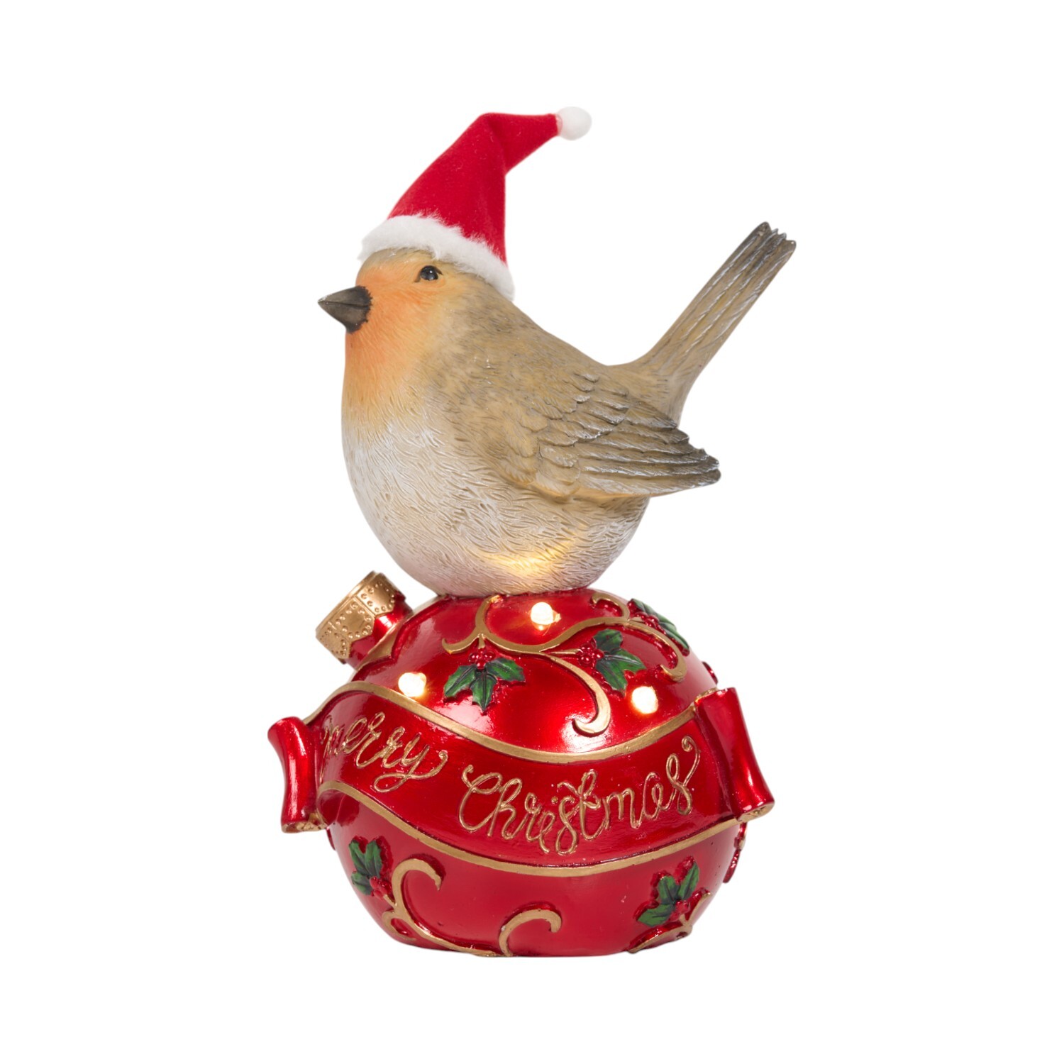 Christmas Robin on LED Bauble OrnamentRed Image 5