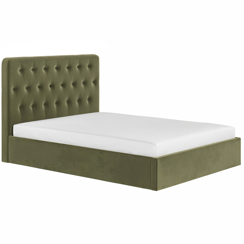 Flair Marley Double Green Velvet Ottoman Bed with Buttoned Headboard Image 2
