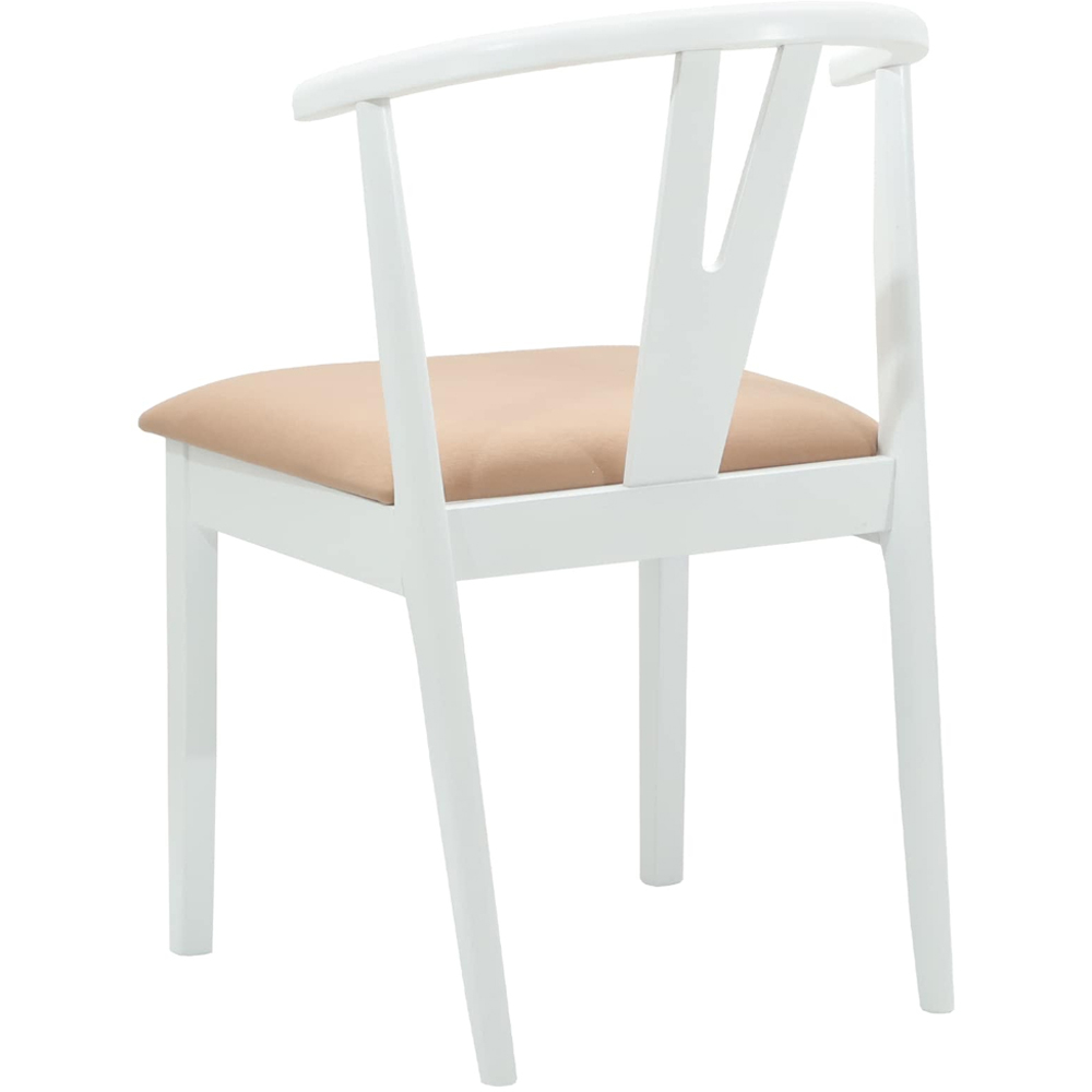 vidaXL Set of 2 White and Brown Rubberwood Dining Chairs Image 4