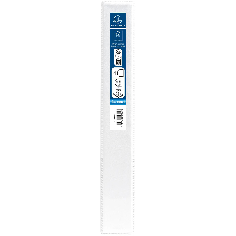 Exacompta Kreacover White PP 4D Ring Binder with 2 Pockets 30mm 10 Pack Image 8