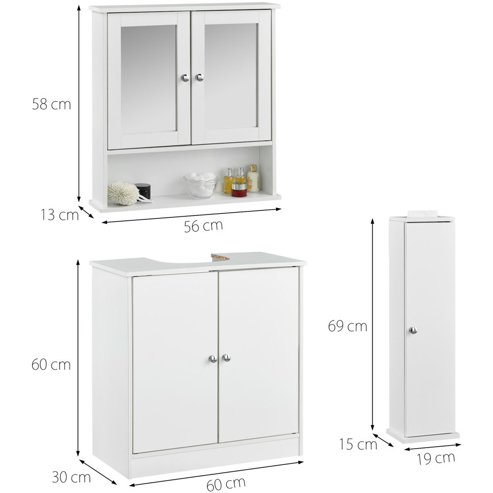 CARME Home Gatsby White 3 Piece Bathroom Furniture Set Image 7