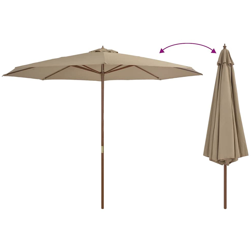 vidaXL Taupe Garden Parasol with Wooden Pole 3.5m Image 2
