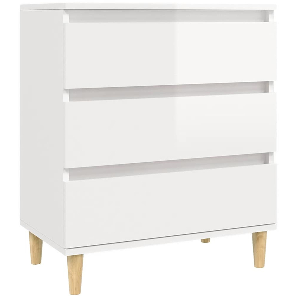 vidaXL 3 Drawer High Gloss White Sideboard Image 2