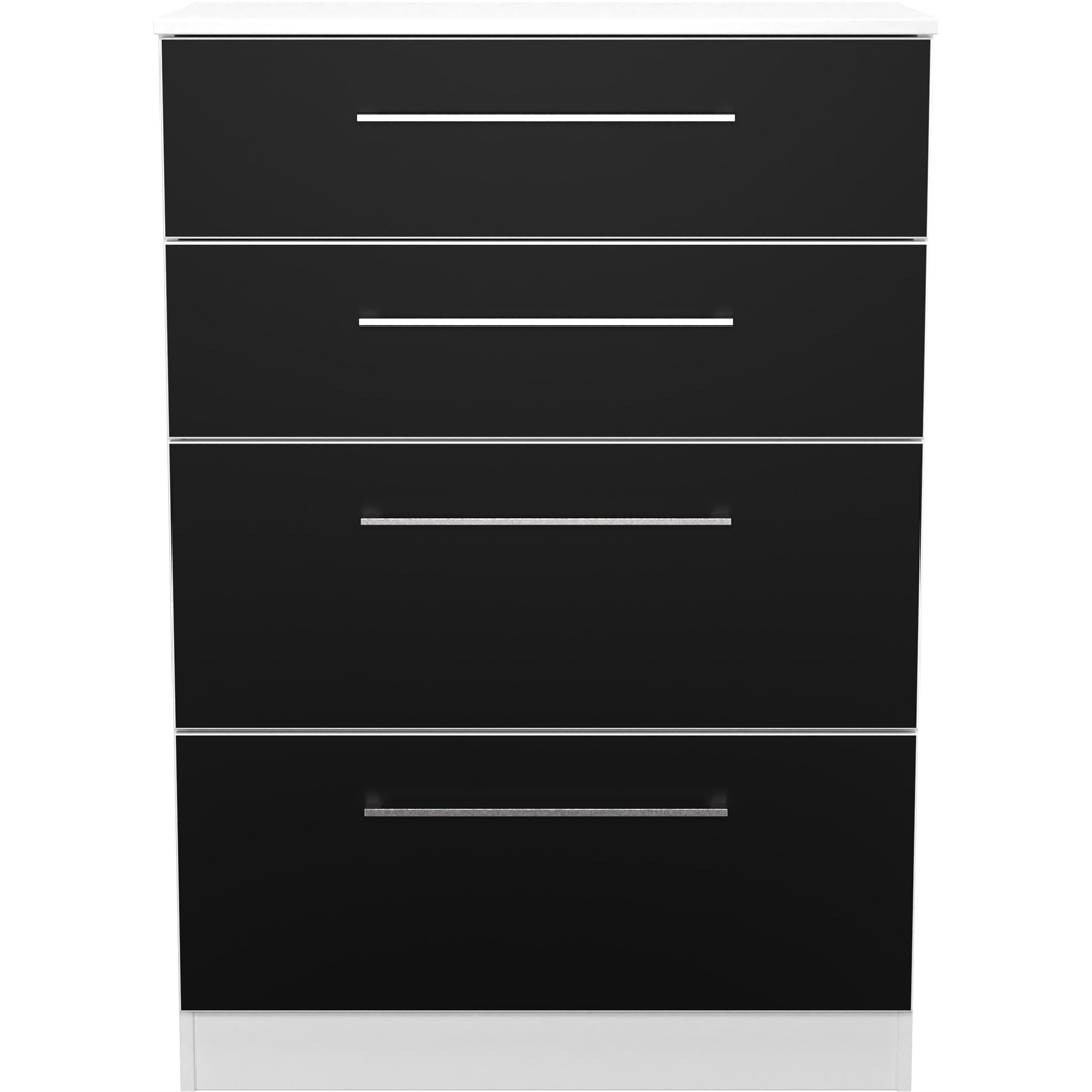 Crowndale Worcester 4 Drawer Matt Black and White Deep Chest of Drawers Ready Assembled Image 2