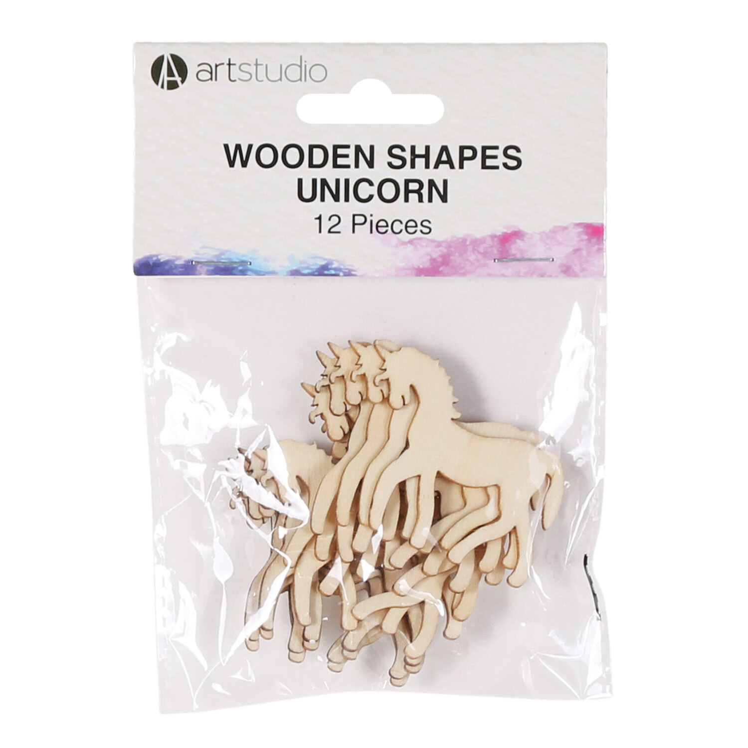 Set of 12 Art Studio Wooden Shapes  - Unicorn Image
