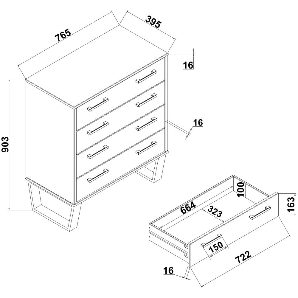 Core Products Texas 4 Drawer Antique Wax Pine Chest of Drawers Image 6