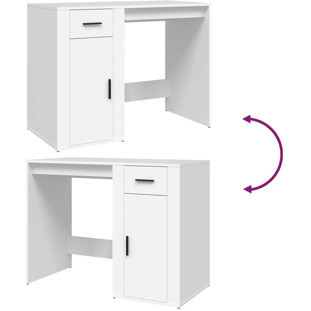 vidaXL Single Door Single Drawer Office Desk White Image 7