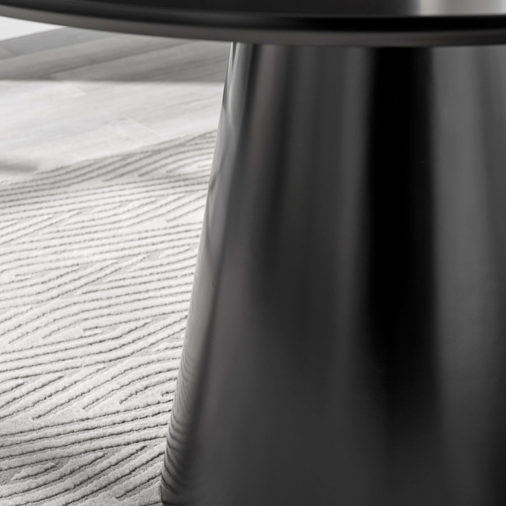 Furniturebox Nova Harley 4 Seater Round Dining Set Black High Gloss and Dark Grey Image 6