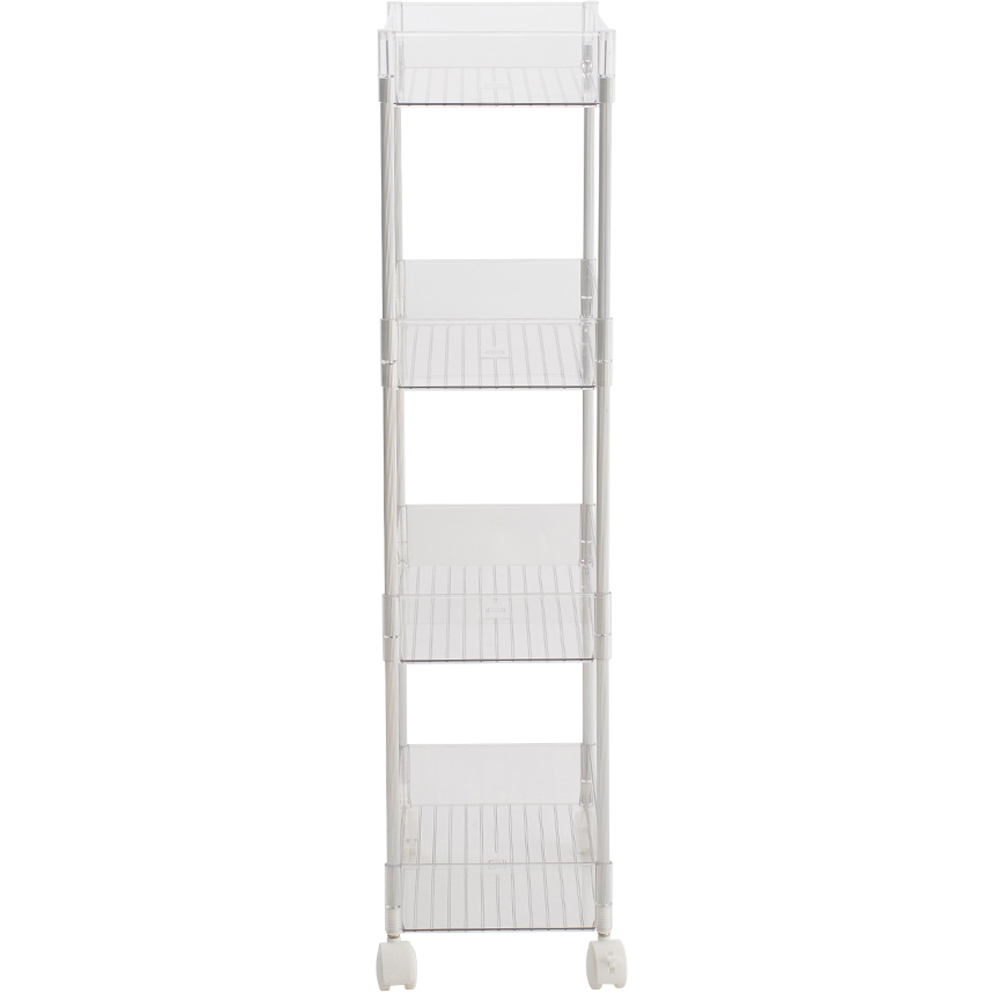 Living and Home 4 Shelf Clear Rolling Storage Cart Image 3