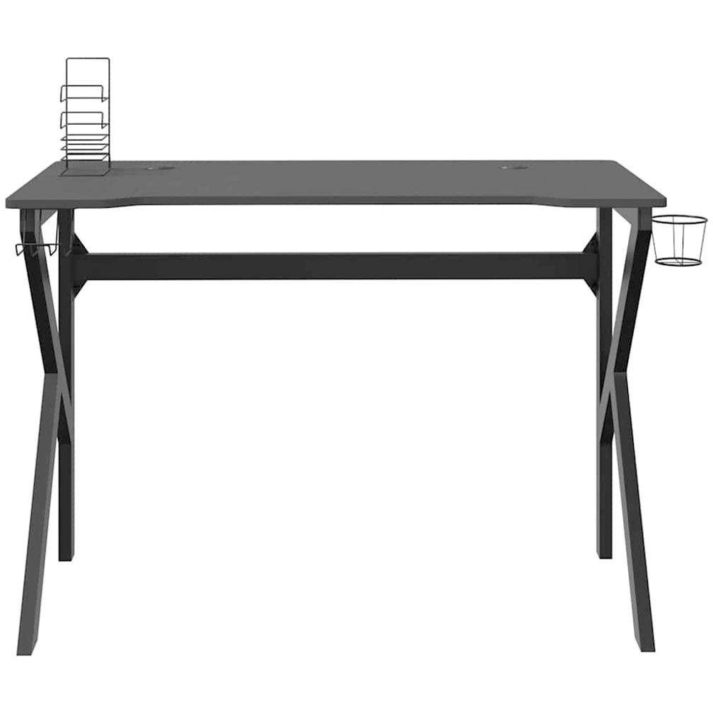 vidaXL K-Shaped Leg Gaming Desk with Headphone Holder Black 110cm Image 3
