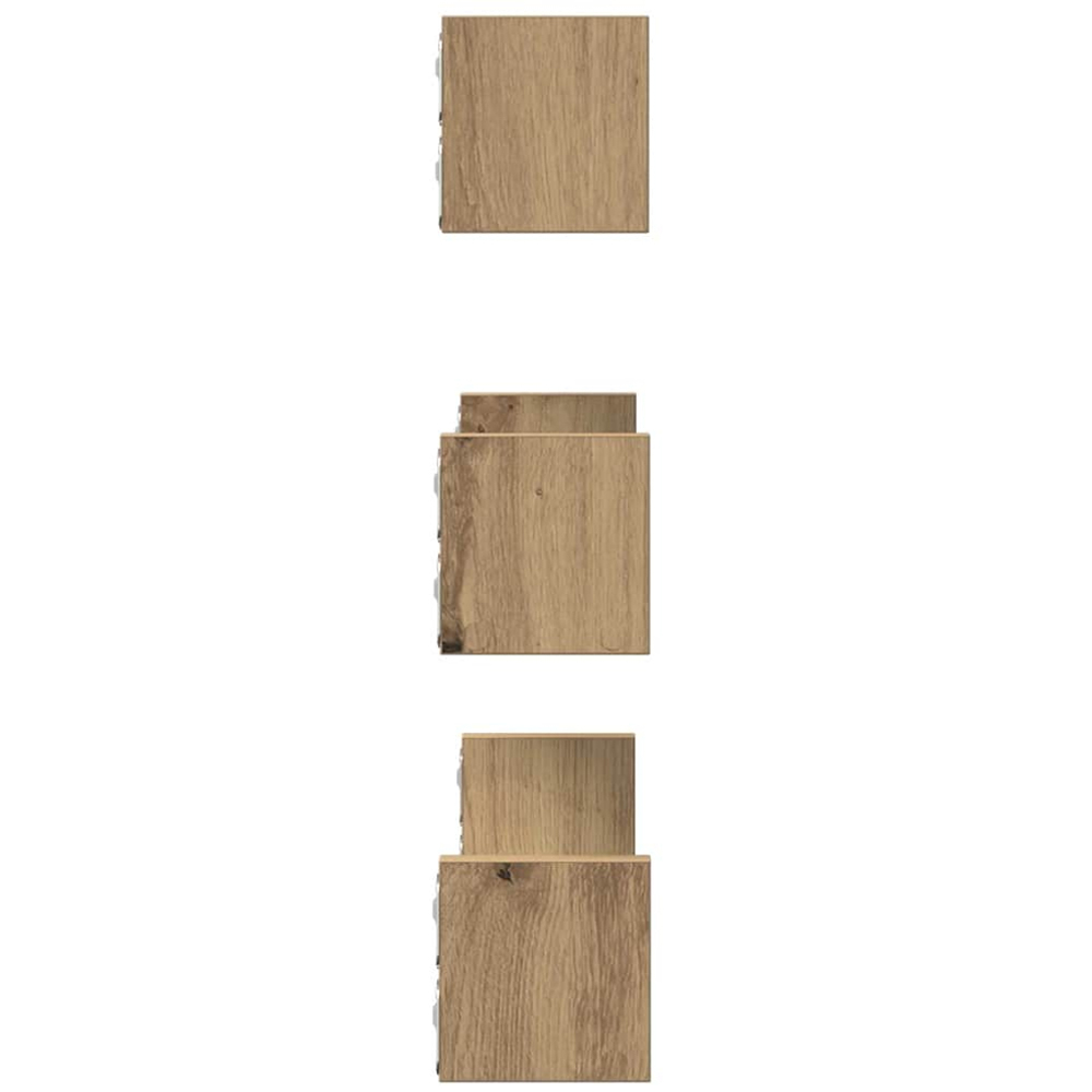 vidaXL Artisian Oak Wall Shelf Set of 3 Image 4