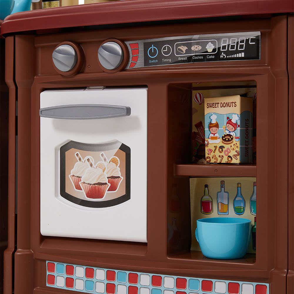 H&O Direct Kids Brown Kitchen Playset with Sound Tap Image 5
