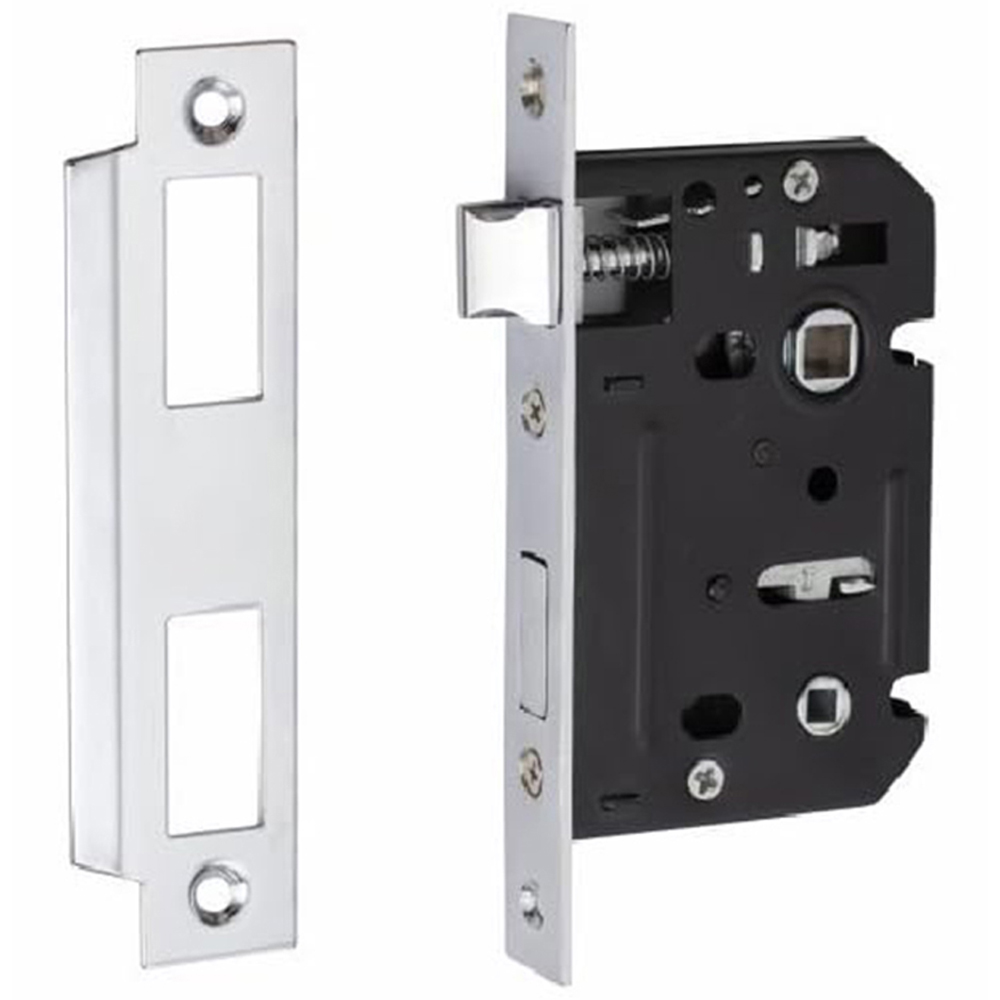 Golden Grace Chrome Bolt Through Bathroom Mortise Lock 64mm Image