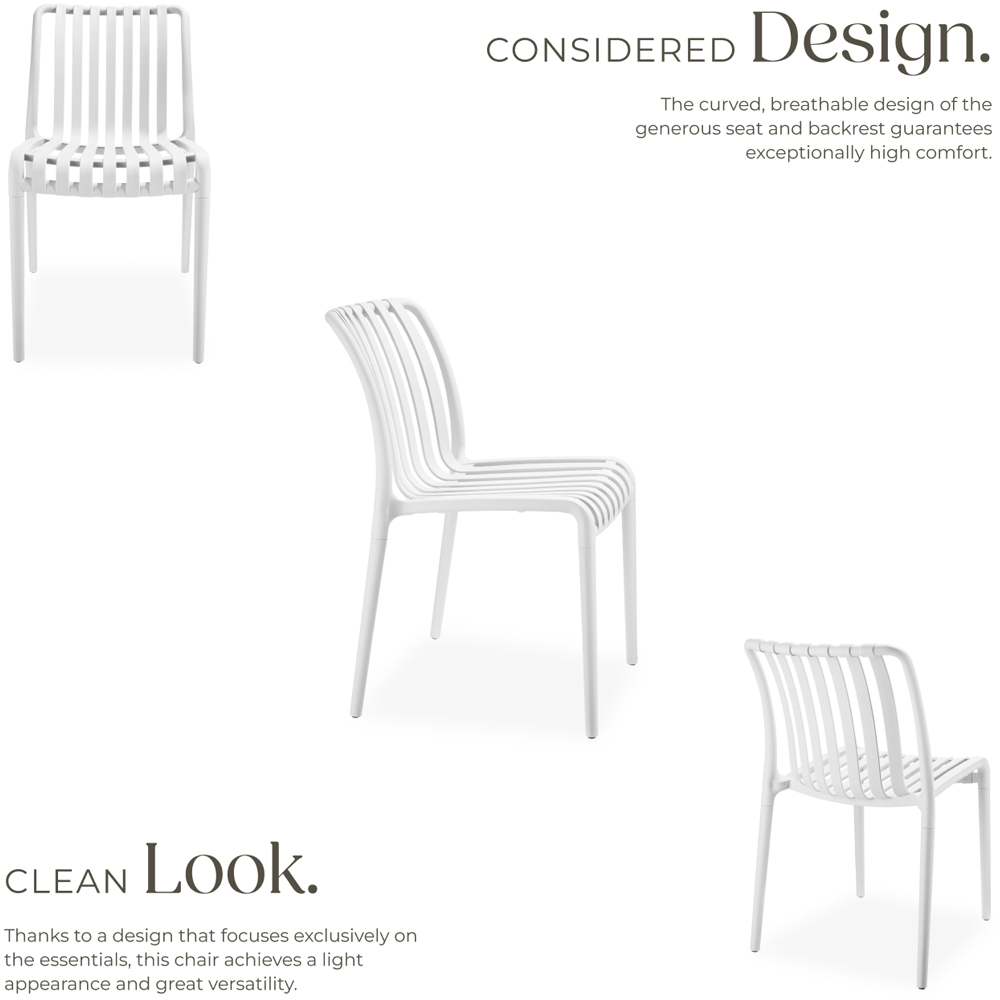 tectake Alcudia Set of 2 White Stackable Garden Chair Image 6