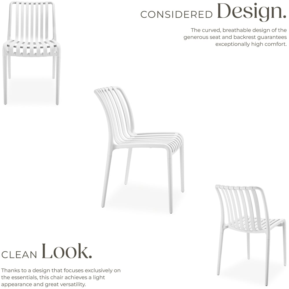 tectake Alcudia Set of 6 White Stackable Garden Chair Image 6
