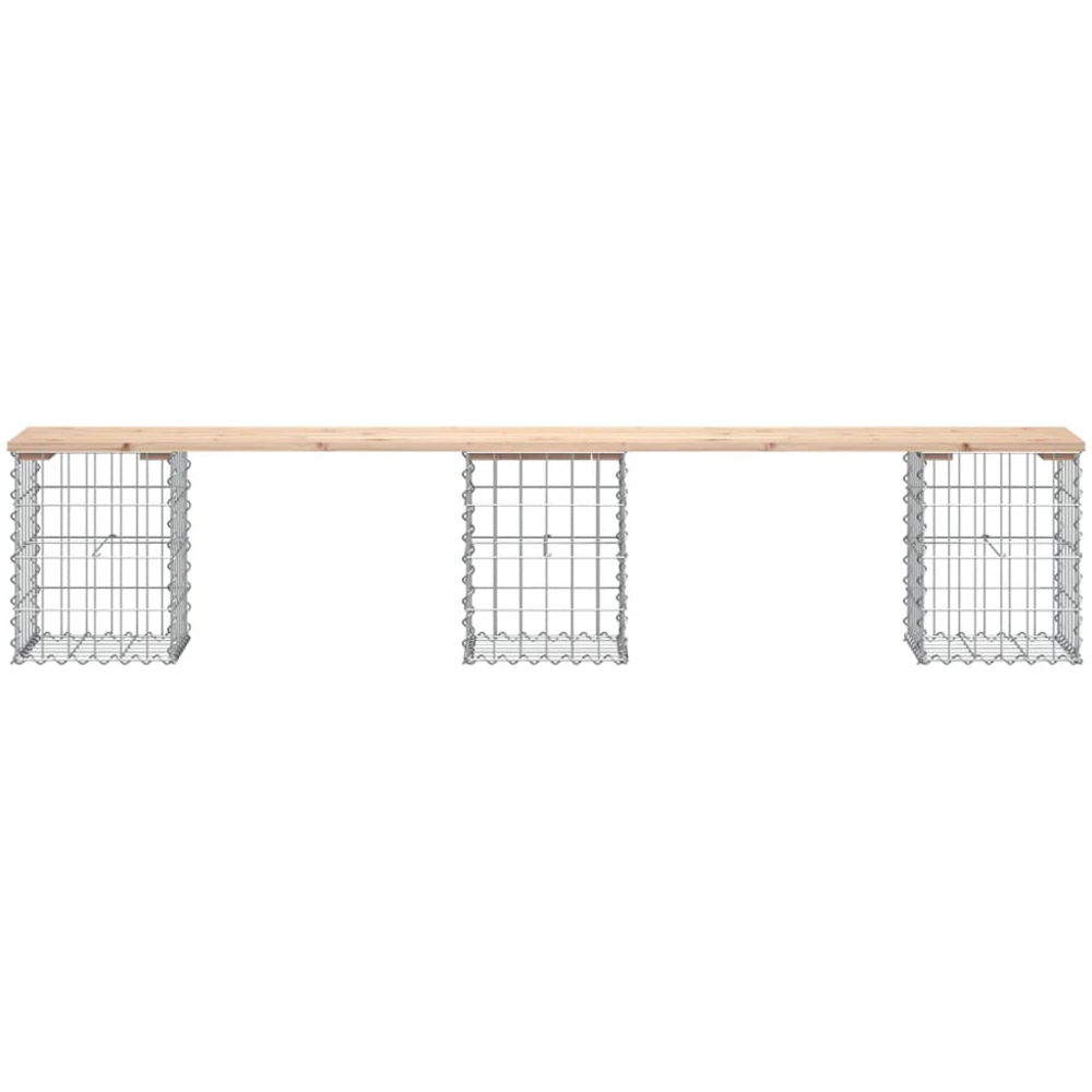 vidaXL Natural Solid Pine Wood Gabion Design Garden Bench 203 x 31 x 42cm Image 2