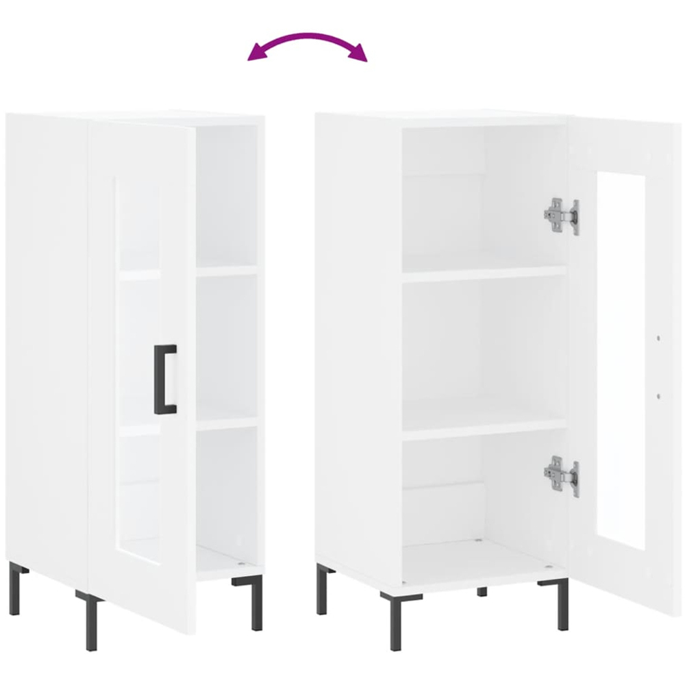 vidaXL Single Glass Door White Sideboard Image 9