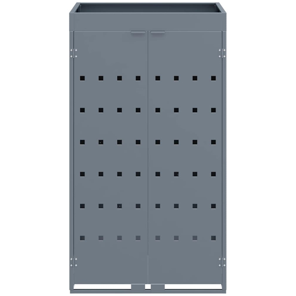 vidaXL Light Grey Wheelie Bin Storage Shed with Planter Roof Image 6