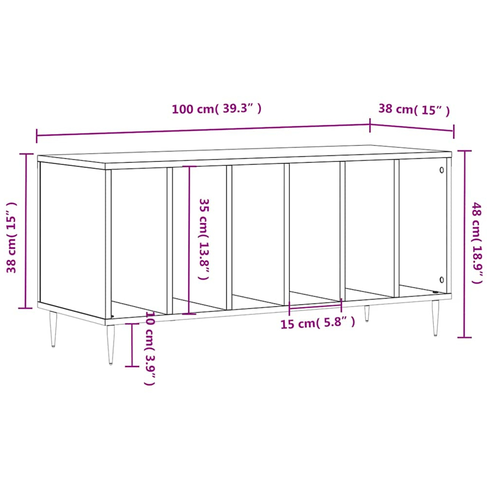vidaXL 6 Shelf Concrete Grey Record Cabinet Image 9