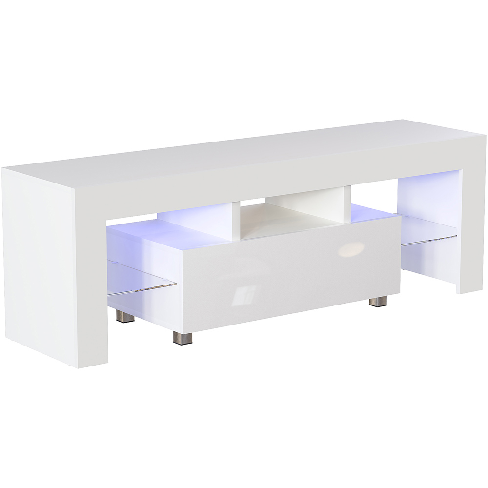 Vida Designs Luna Single Drawer White TV Unit with LED Image 2