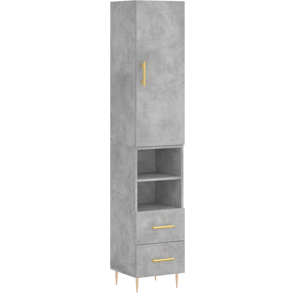 vidaXL Single Door 2 Drawer 2 Shelf Concrete Grey Highboard Image 2