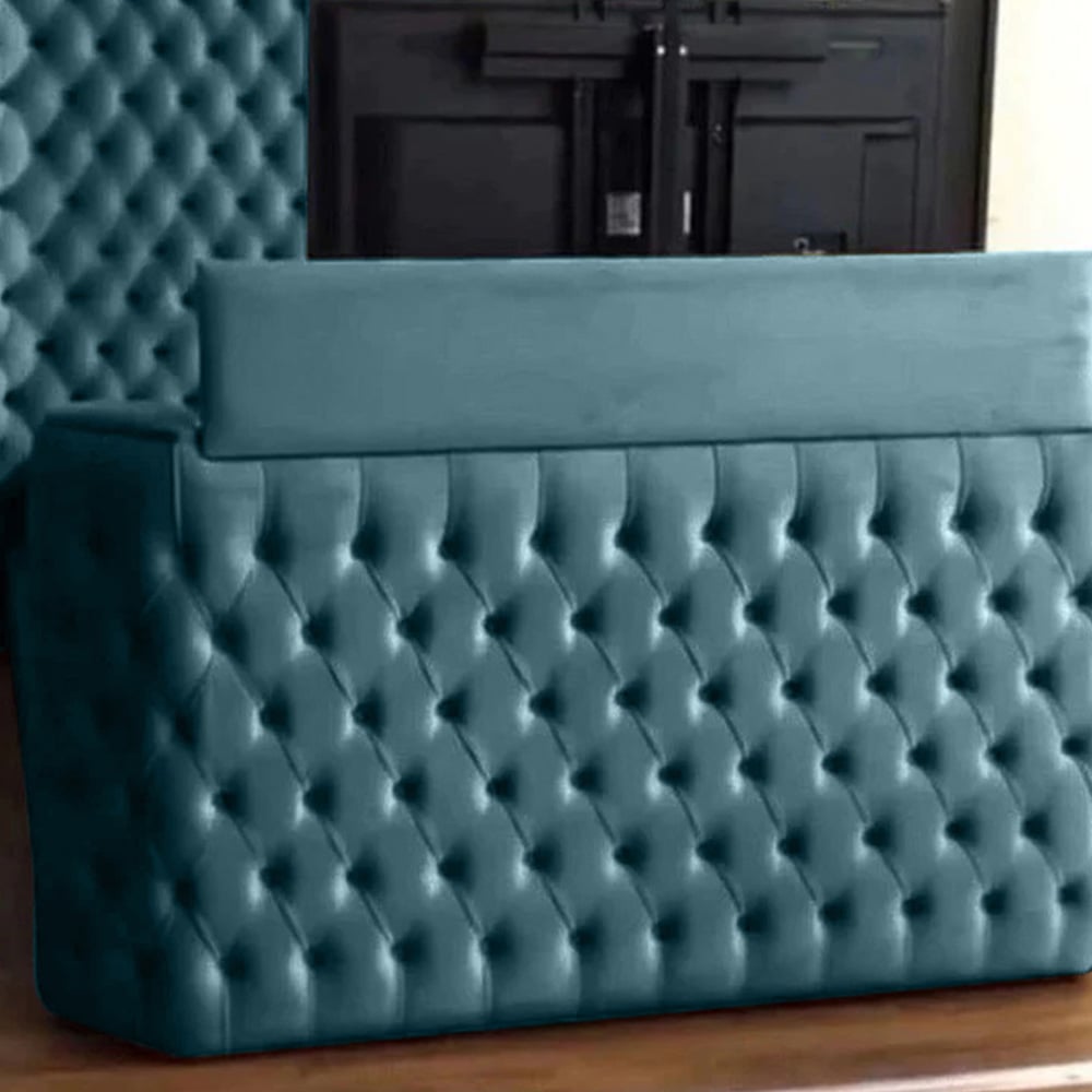 Eleganza Home Elisa Double Duck Egg Plush Velvet TV Bed Frame with Curved Headboard Image 3