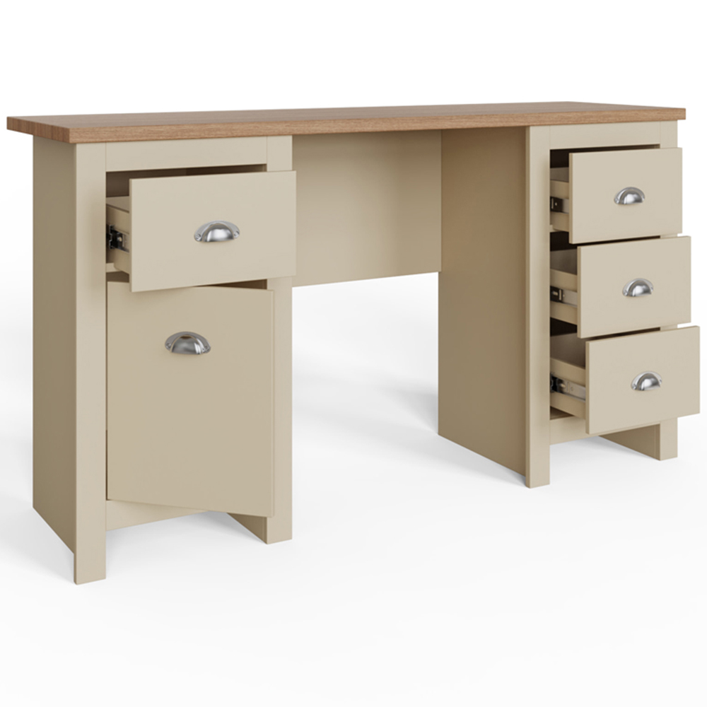 GFW Lancaster 4 Drawer Study Desk Cream Image 3