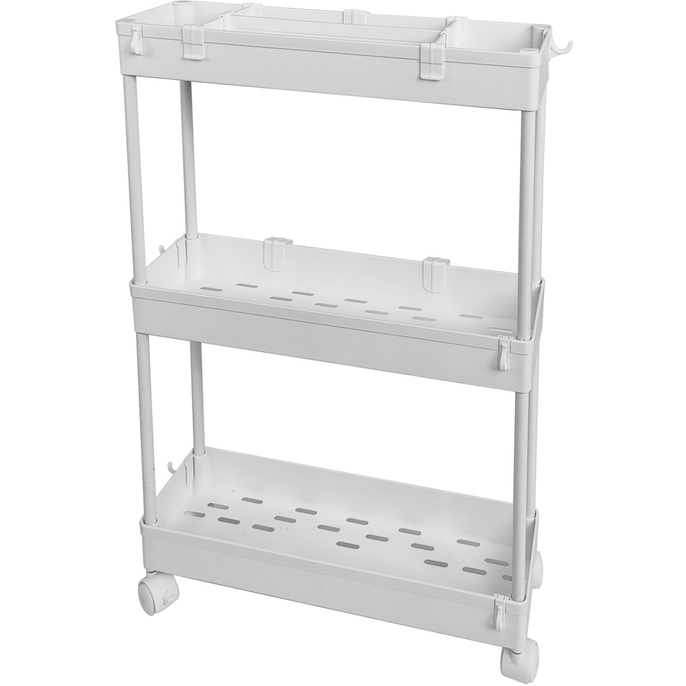 AMOS 3 Tier White Small Storage Trolley Image 1