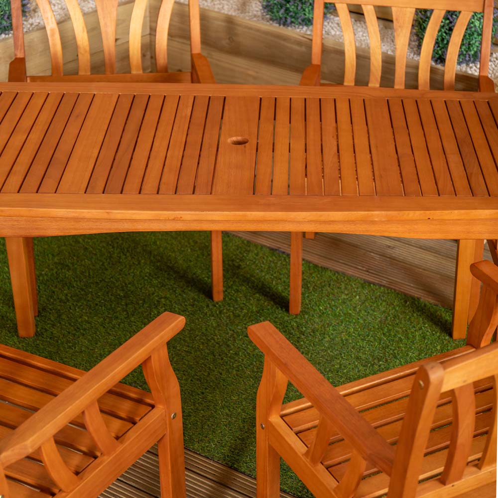 Samuel Alexander 4 Seater Rectangular Wooden Garden Dining Set Image 4