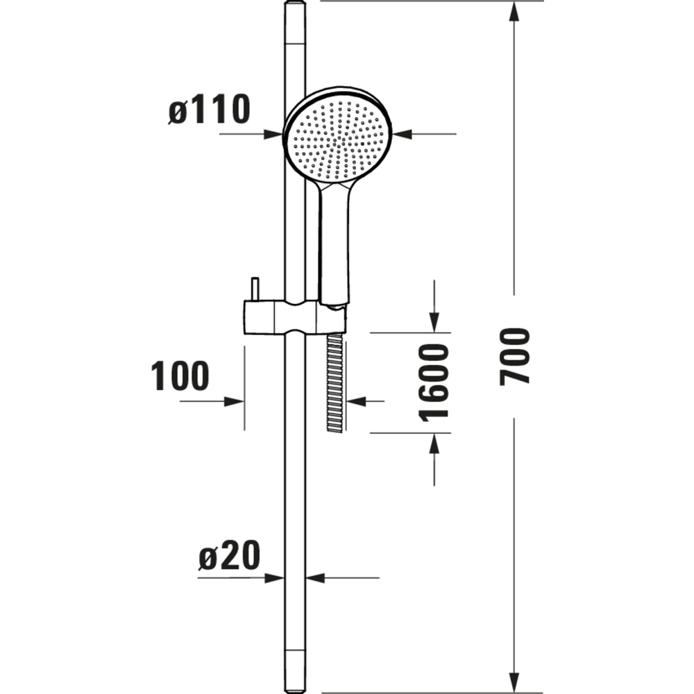 Duravit Matt Black 1 Function Hand Shower Set 700mm Image 3