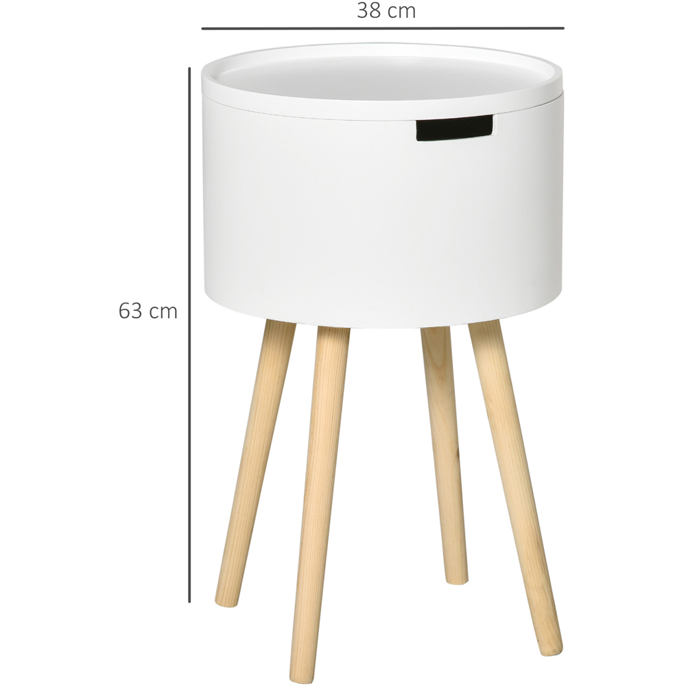 Portland Modern White Side Table with Hidden Storage Image 8