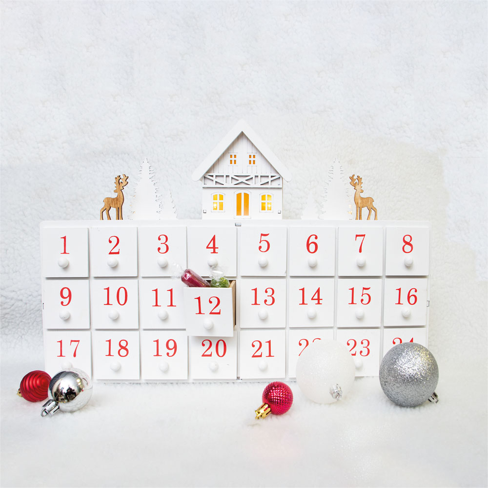 St Helens White Festive Wooden Advent Calendar Image 2